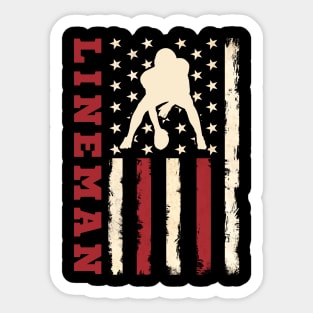 Offensive Lineman Football American Flag Funny Dad Fathers Day Sticker